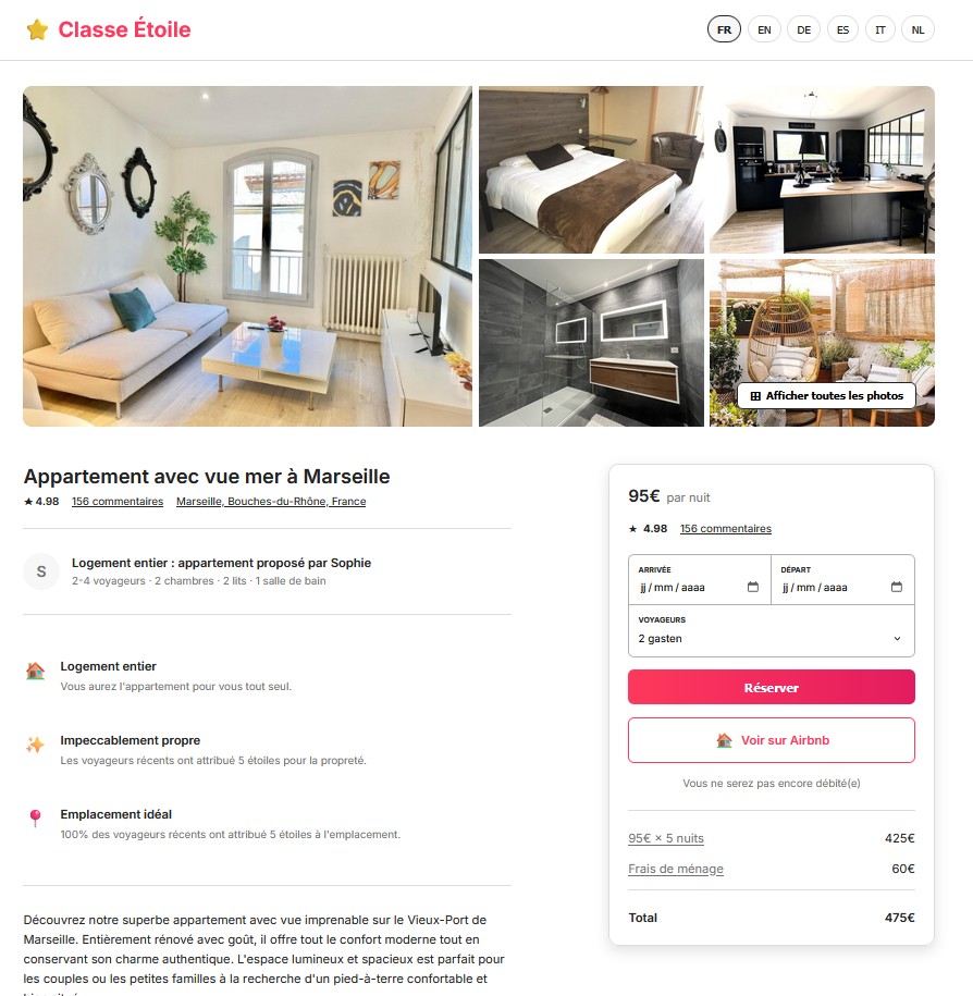 Exemple de site de réservation personnalisé